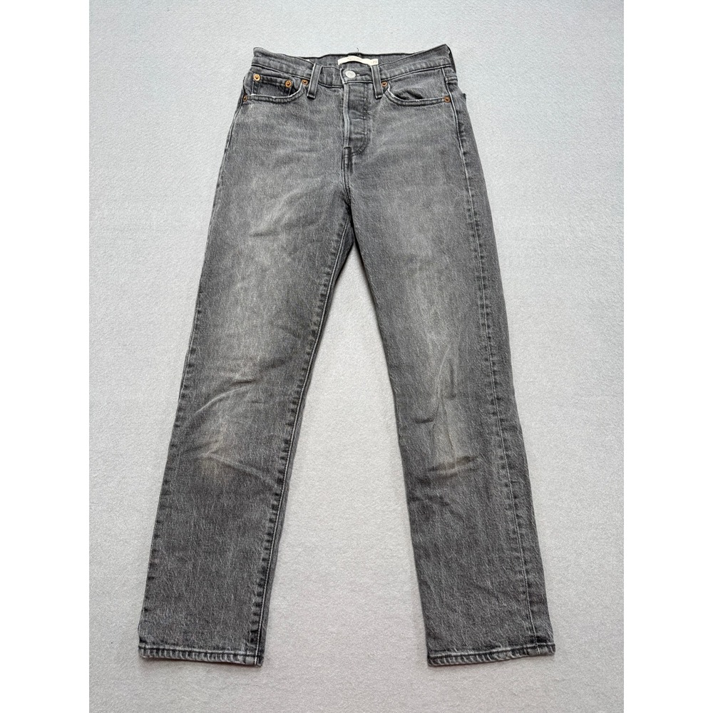 Levi's Premium Jeans Womens 23 Black Big E High Rise Button Fly Wedgie Straight